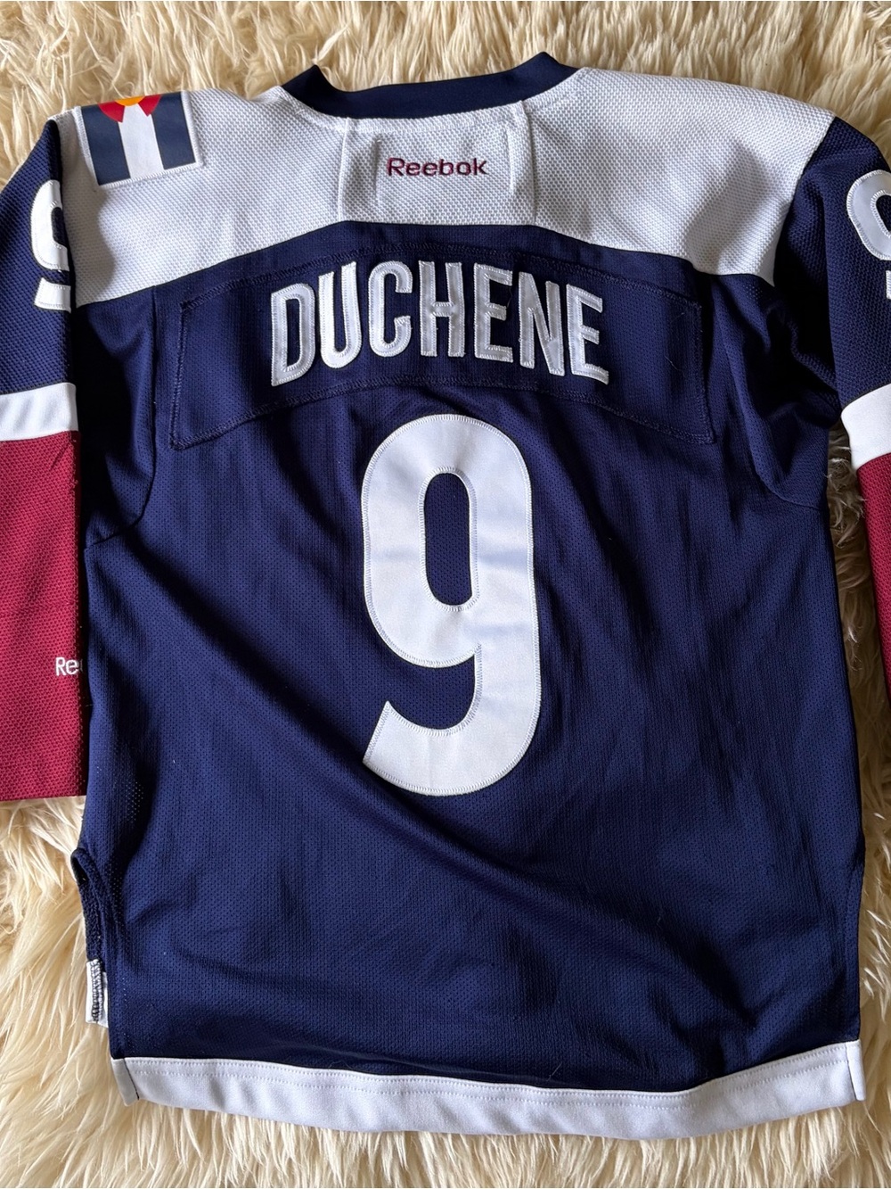Reebok Matt #9 Duchene Colorado Avalanche Patch Jersey Navy Blue Youth S/M